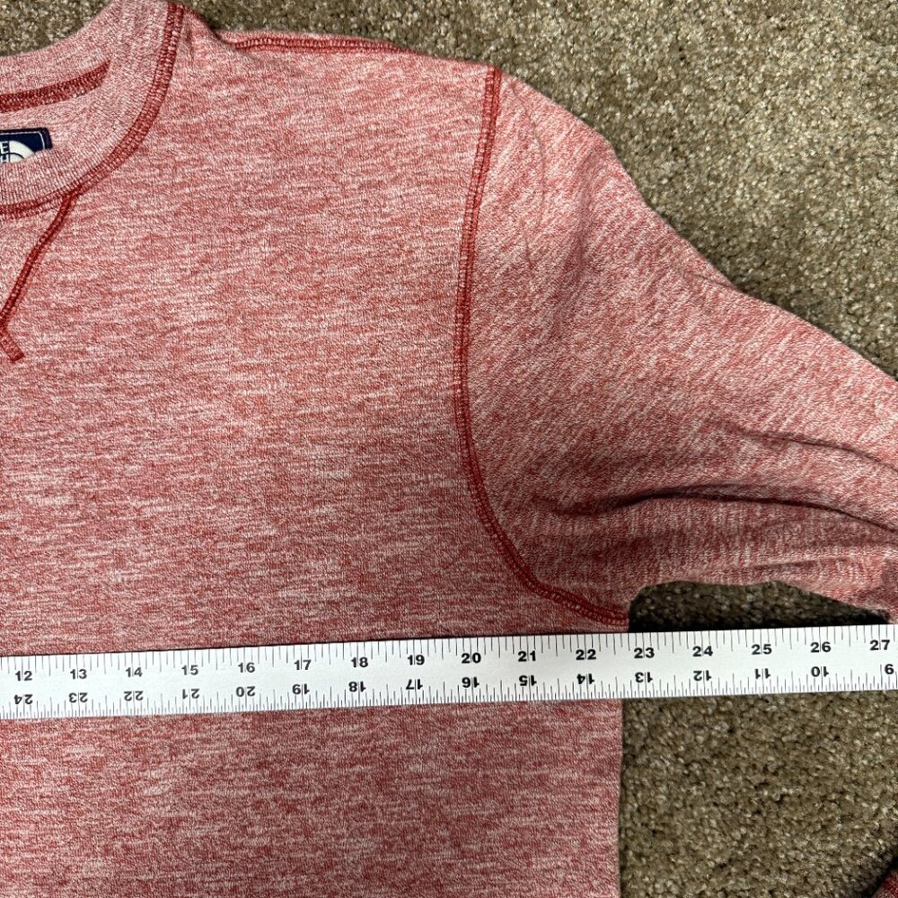 The North Face Shirt Mens Large Heather Red Knit Cotton Logo Contrast Stitching - Picture 10 of 14